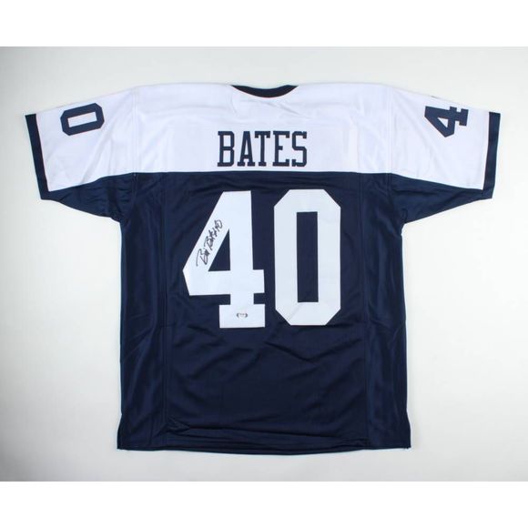 Bill Bates Autographed Dallas Retro Throwback Custom Football Jersey. PSA Certif